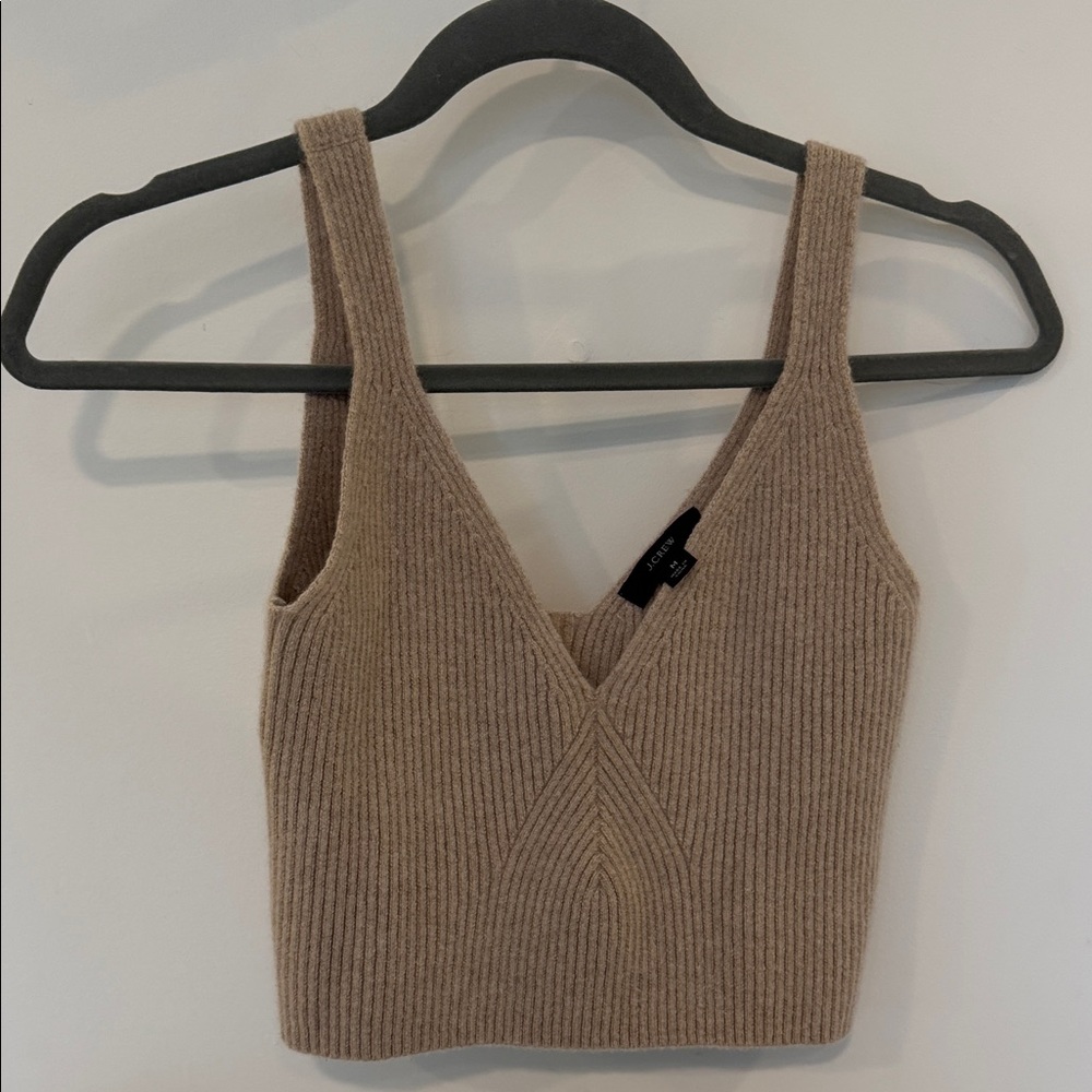 J. Crew Ribbed Knit Beige Crop Top
